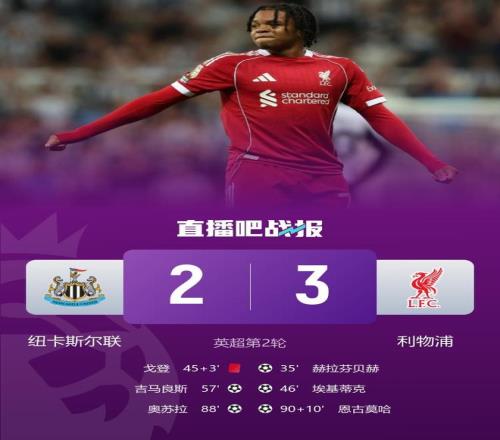 16岁恩古莫哈100分钟绝杀！利物浦32十人纽卡埃基蒂克连场破门
