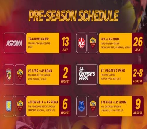 官方：罗马将与凯泽斯劳滕、朗斯、维拉进行季前热身赛