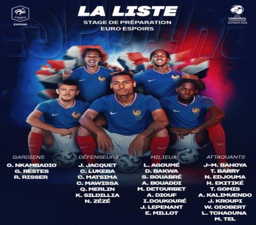 法国U21公布29人大名单：埃基蒂克、卢克巴、奥多贝尔、特尔在列