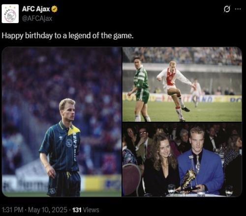 博格坎普迎56岁生日，母队阿贾克斯发文庆生：足坛传奇生日快乐！