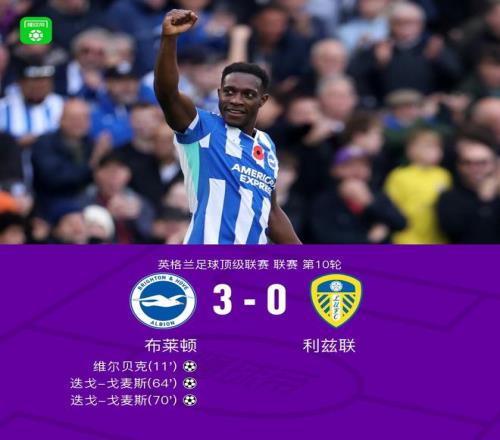 布莱顿30利兹联,维尔贝克破门,迭戈戈麦斯梅开二度 布莱顿30利兹联,维尔贝克破门,迭戈戈麦斯梅开二度
