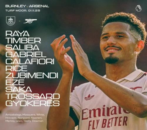 阿森纳首发：哲凯赖什出战