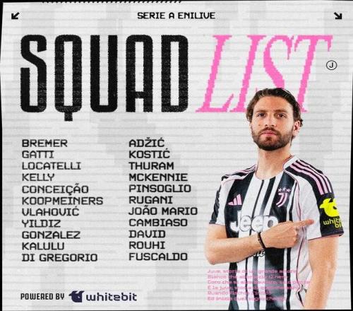 尤文意甲首轮大名单：洛卡特利领衔，乔纳森戴维、DV9在列