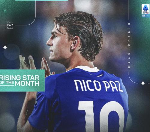 战拉齐奥制造2球！官方：科莫中场帕斯当选意甲8月最佳新星