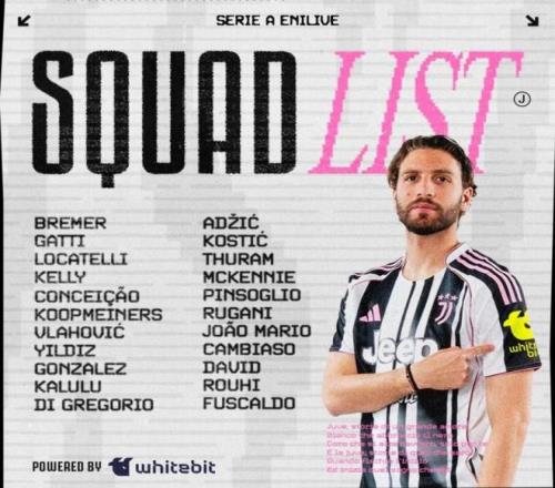 尤文意甲首轮大名单：洛卡特利领衔，DV9、戴维、伊尔迪兹在列