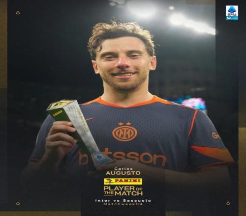 官方：卡洛斯奥古斯托当选国米21萨索洛全场最佳