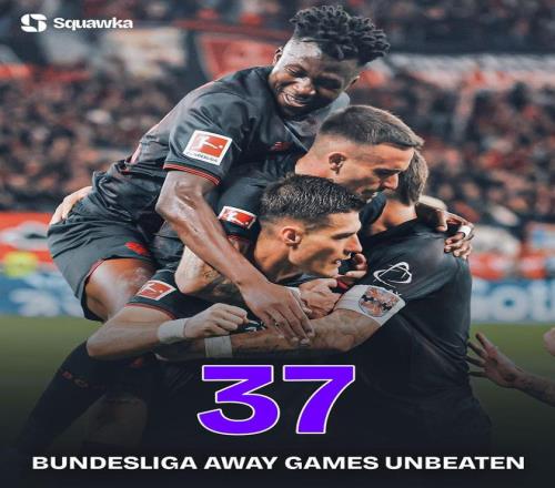 勒沃库森德甲客场37场不败，欧洲五大联赛历史第三