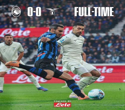 亚特兰大战平拉齐奥，与拜仁成为本季五大联赛唯二联赛不败球队