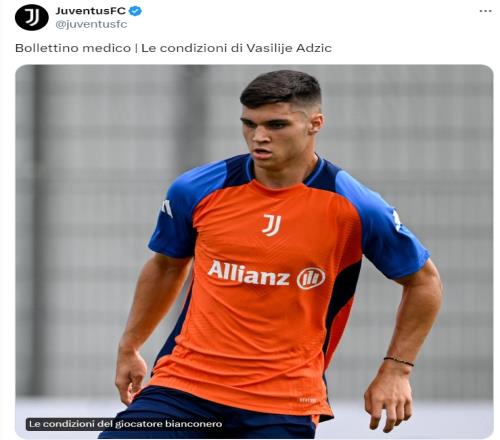 尤文官方:18岁小将阿季奇右大腿股直肌轻微受伤,10天内再次检查