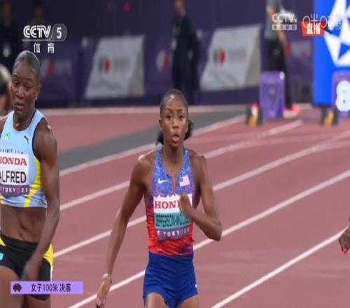 世锦赛女子100米：杰斐逊伍登10秒61打破赛会纪录，夺得金牌