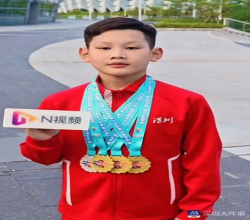 深圳9岁儿童省赛夺3金1银，百米自由泳成绩超同期潘展乐