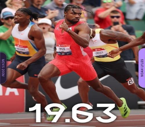 美国田径锦标赛男子200米：莱尔斯19秒63夺冠，科尔曼20秒02