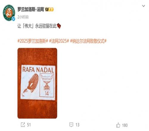 红土之王！法网在中央球场为纳达尔制作特制脚印