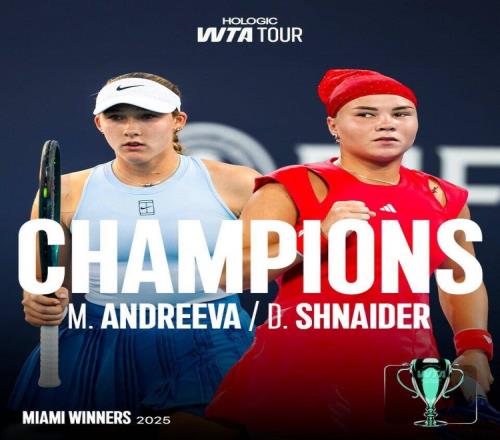 小安娃搭档施耐德获得迈阿密站女双冠军，连续三站1000赛皆有收获